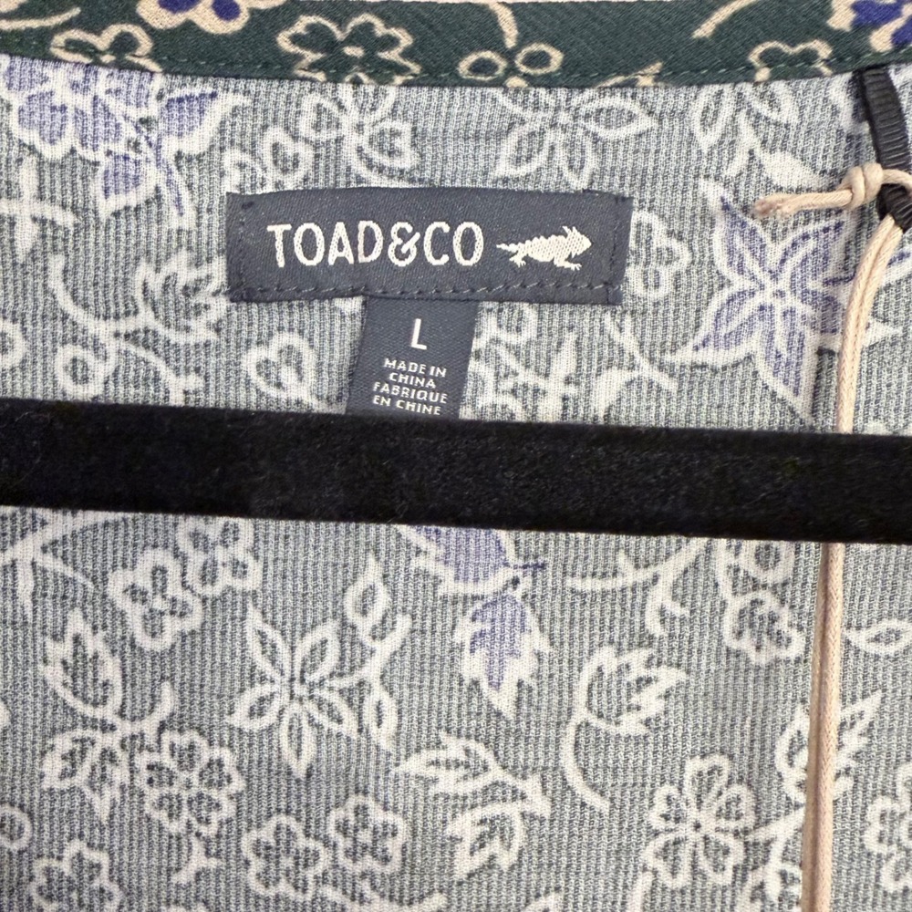 Toad&Co Manzana Tiered SL Dress Pasture Floral Print Green Blue Large NWT - Picture 5 of 7
